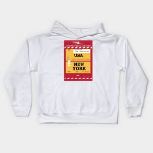 New York City Plane Ticket Kids Hoodie